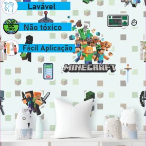 PAPEL DE PAREDE MINECRAFT FUNDO VERDE CLARO