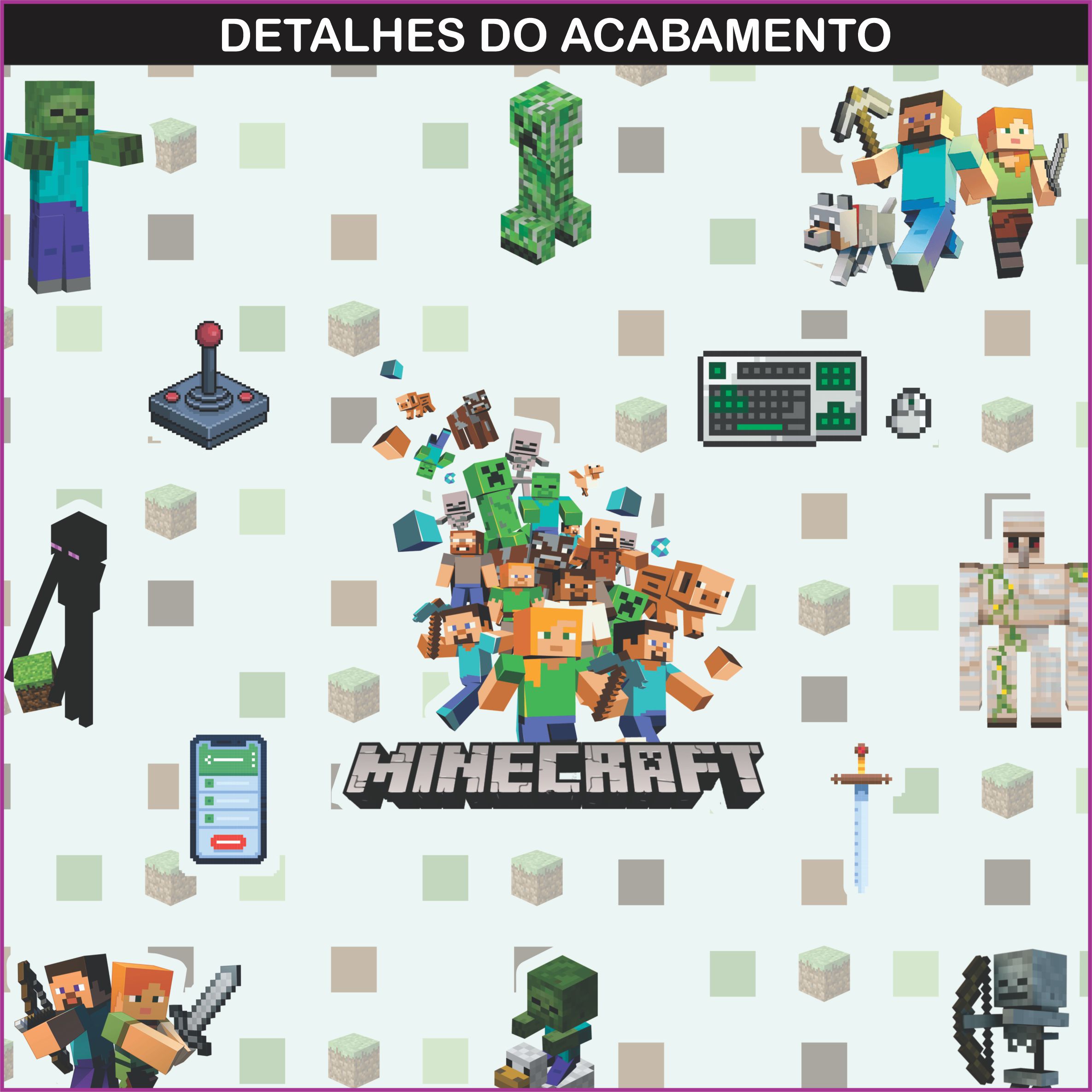 PAPEL DE PAREDE MINECRAFT FUNDO VERDE CLARO - Imagem 2