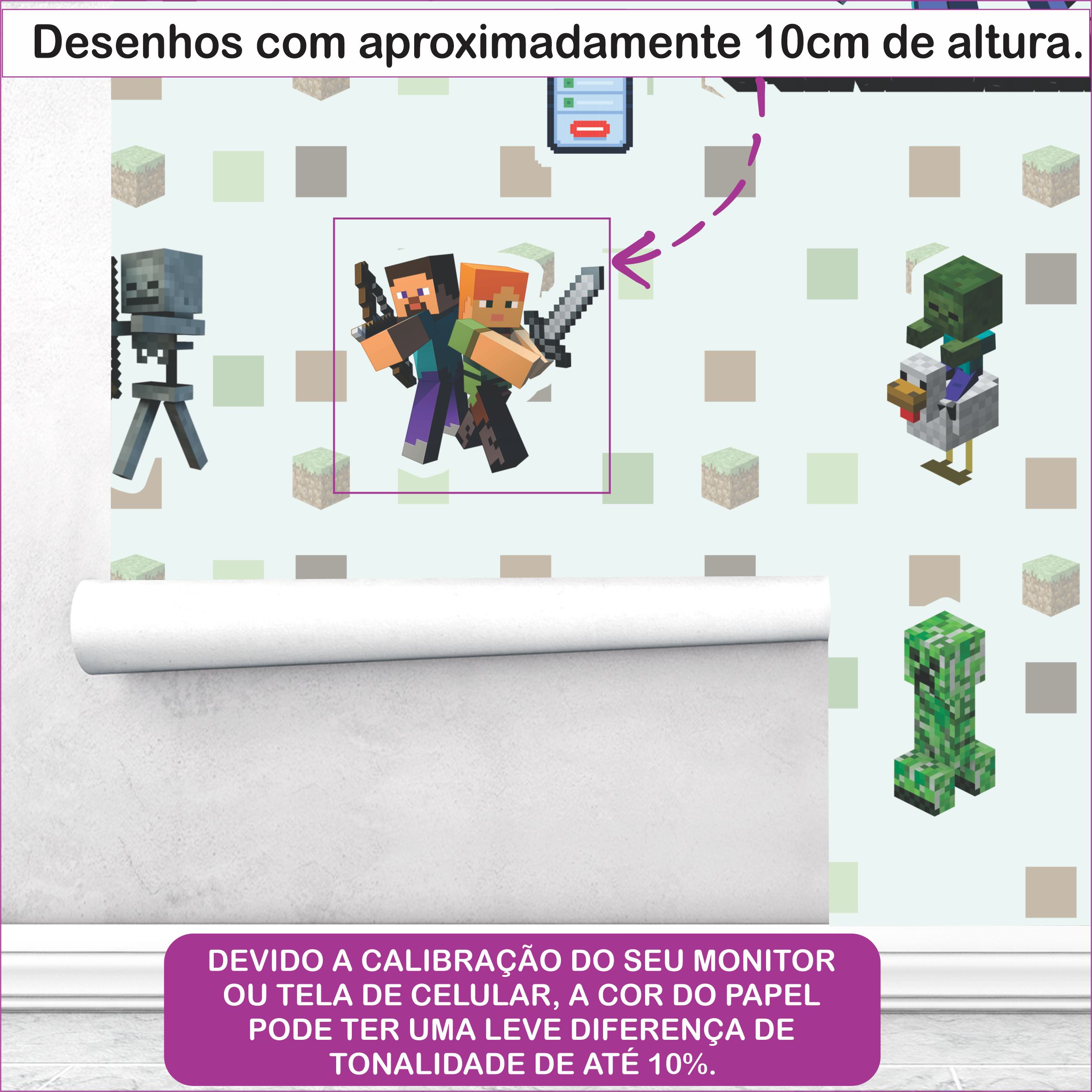 PAPEL DE PAREDE MINECRAFT FUNDO VERDE CLARO - Imagem 3
